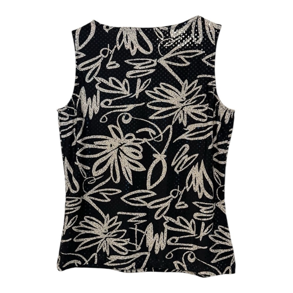 Women’s Small Black Shimmery Sequence Whimsy Goth Stretch Casual Sleeveless Top - Picture 3 of 5